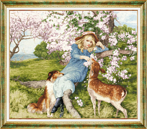 Вышивка ЧМ-089 Девушка с олененком Вышивка ЧМ-089 Девушка с олененком